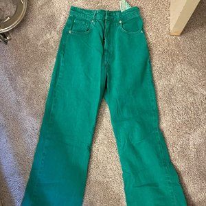 Zara extra long jeans in kelly green